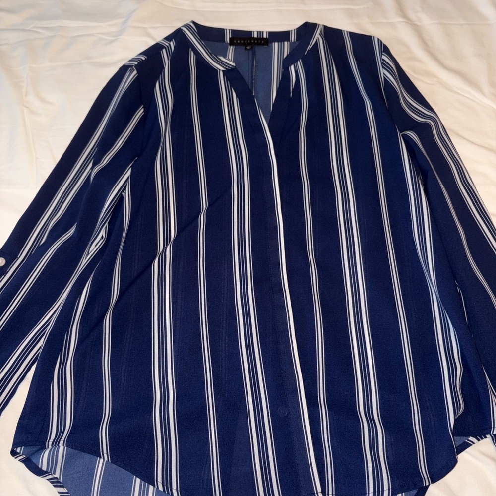 Sanctuary Navy and White Striped Blouse